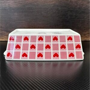 Festive Voice Walgreen Co Red Heart Pink Checkered Ceramic Baking Dish Loaf Pan